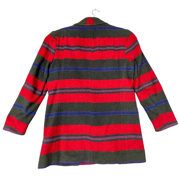 Vtg 90s Casual Corner Southwestern Aztec Striped Wool Blend Jacket Peacoat Sz 4 - Picture 2 of 15